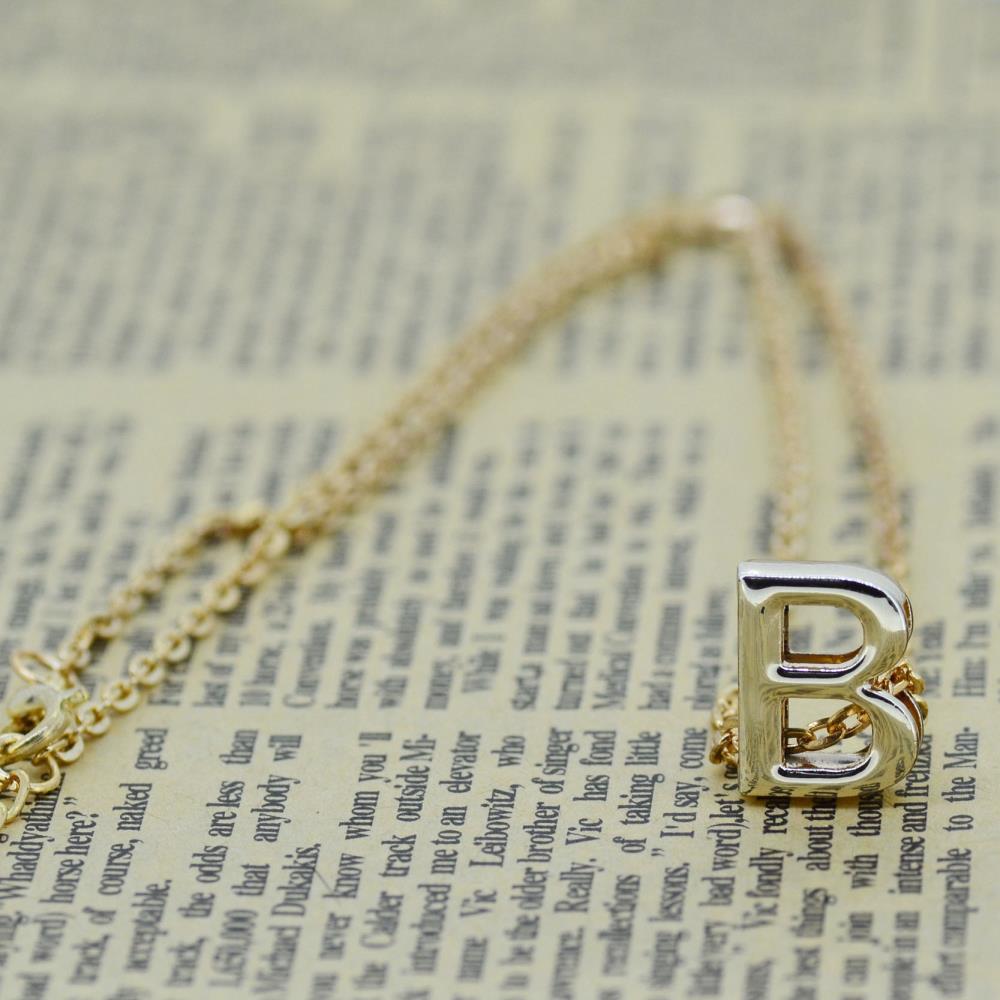 2014 Women Fashion Letter Pendants Necklace Gold Plated Letters A To Z Chain Necklace