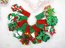 lot 20pc baby girl Christmas holiday Thanksgiving gift 1 5inch crochet headbands with hair bows clip