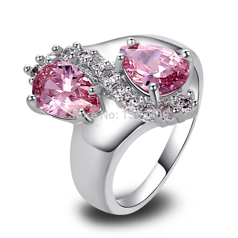 Wholesale 2015 Pink Sapphire 925 Silver Ring Size 7 8 9 10 New Fashion Jewelry Gift