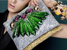 32style 2014 New Arrival Corloful Shourouk Luxury Packages Street Snap Shows Large Brand Sequins gem Hand