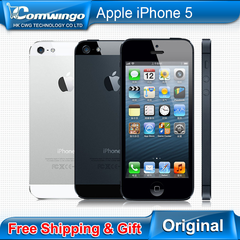 Apple , iPhone 5 оригинальный сотовый телефон iOS 6 OS двухъядерный 1 г оперативной памяти 16 ГБ 32 ГБ 64 ГБ ROM 4.0 дюймов 8MP камера wi-fi GPS 3 г используется телефон
