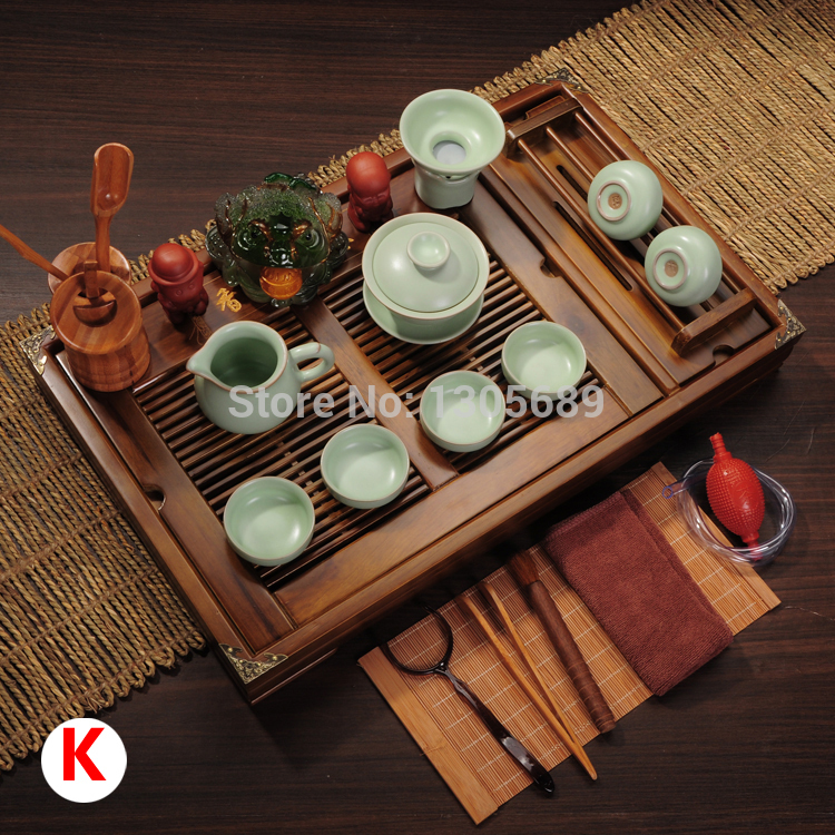 26pcs China tea set Chinese Dehua pottery tea set porcelain tea cup set gaiwan solid wood