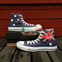 Australian Flag Converse Shoes Blue Sneaker Hand Painted High Top Canvas Shoes All Star for Men Women