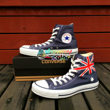 Australian Flag Converse Shoes Blue Sneaker Hand Painted High Top Canvas Shoes All Star for Men