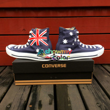 Australian Flag Converse Shoes Blue Sneaker Hand Painted High Top Canvas Shoes All Star for Men