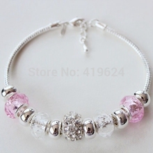  Min 10 Free Shipping DHL Wholesale Lot 100Pcs silver bracelet jewelry aliexpress new 2015 pink