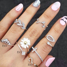 New Fashion Jewelry Finger Ring Set Leaf Shaped Imitation Diamond Gift for Women ladies 3pcs lot