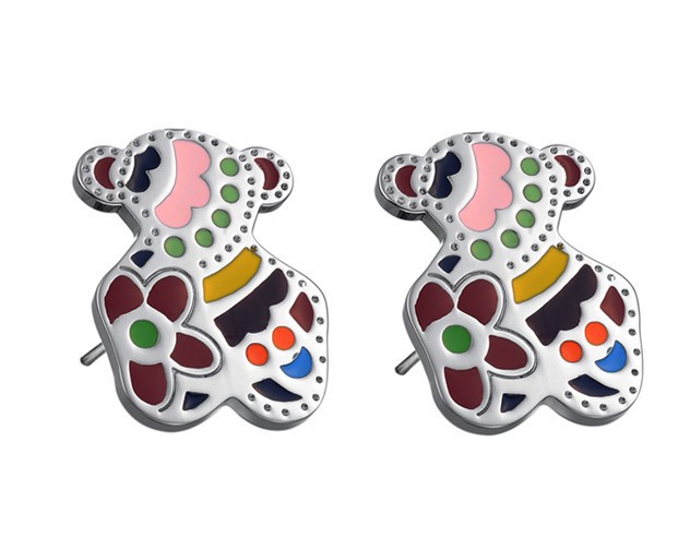 OPK JEWELRY stainless steel earring stainless steel stud colorful candy bear cute gift free shipping Hot