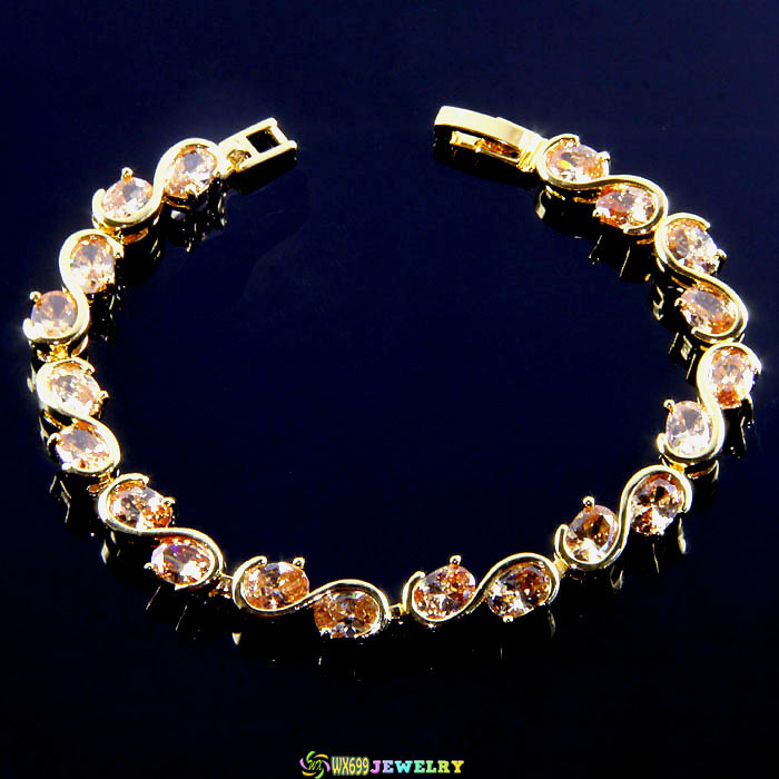 BB3285 Bracelet 7inch PROMINENT honey citrine 18k gold plated fashion jewelry