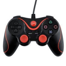 New Hot USB Gaming Wired Shock Controller Joypad Gamepad Joystick For PS3 Black+Red Free shipping