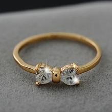 CZ Diamond rings Gold Plated finger Bow ring wedding engagement Zircon Crystal Rings jewelry wholesale B9