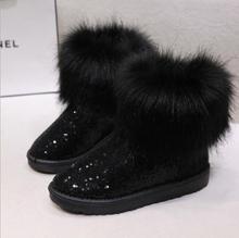 Wholesale 2014 season new women snow boots fox fur boots warm thick crust waterproof sequins snow shoes free shipping