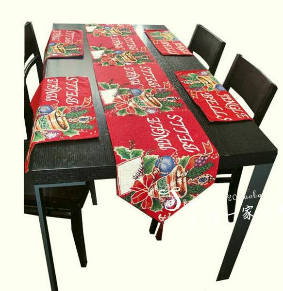 patterns   Bells & Placemat Christmas table Table burlap  Pattern Burlap Cotton Jacquard Runner runner