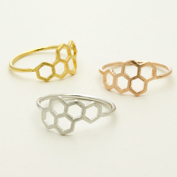 Wholesale 30 pcs lot 2015 Gold Silver Rose Gold Vintage Honey Jewelry Cute Honeycomb Rings Queen