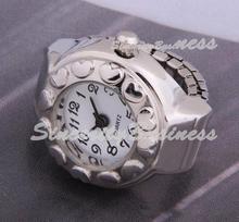 Hot 21mm round metal rings carved heart side watch white K color