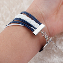 Handmade bracelet pulseras Wax Love Anchor Owl Hungry Games Leather bracelet Charm bracelets pulseira couro bracelets