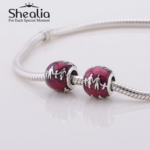 2014 new red enamel family bonds women beads 925 sterling silver jewelry findings fits pandora style