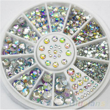 5 Sizes 800 pcs Nail Art Tips Crystal Glitter Rhinestone Decoration+Wheel