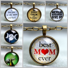 Free Shipping New Style Positive Energy Letter Cabochons Necklace I Love You Mother Mom Gift Pendants Statement Choker Necklace