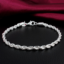 Wholesale fashion bracelet for women Silver plated twisted charm bracelets bangles chapado en plata pulseras mujer