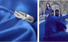 2015 Fashion Love Wedding Rings for Women Romantic Crystal Jewelery 925 Sterling Silver Ring Vintage Joias