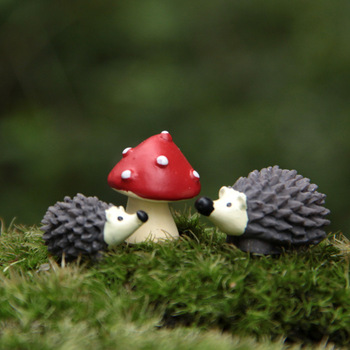 3 шт. комплект смола ежик с красной точкой гриб миниатюры садовый гном мосс террариум ремесла бонсай zakka