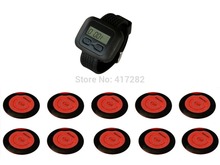SINGCALL wireless hotel bank service system thin one button pager 10 pagers and 1 pc Watch