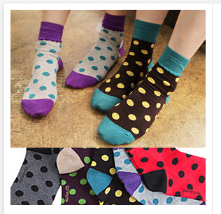 socks female big polka dot candy color women s socks 100 cotton