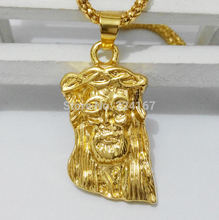 Fashion gold filled jesus piece pendant necklace for men women hip hop jewelry colar vintage gold chunky chain long necklace