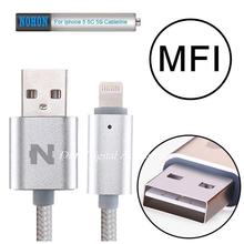 MFI For iPhone 5 5S 5C 6 Plus ipad 4 mini Air NOHON Silver 150cm LED SMART Lightning Dock USB Data Charger Cable Line IOS 6 7 8