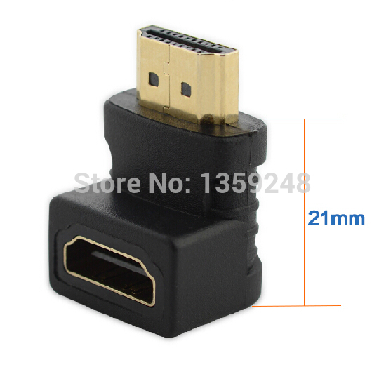 Free shipping Hot sale 90 or 270 Degree Right Angle Gold plated HDMI Adapter A type