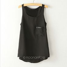 Fashion 3 Colors New Simple Casual Solid Women Girl Chiffon Sleeveless Vest Tank Tops Blouse T