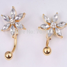 2015 New Style SUMMER JEWELRY clear Rhinestone navel bar piercing belly button ring Body Piercing