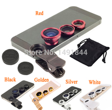 Universal Clip 3 in 1 Fish Eye Wide Angle Macro Fisheye Mobile Phone Lens For iPhone 6 5 5S 4 4S Samsung HTC Nokia phone lenses