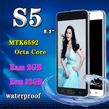 Waterproof S5 Phone MTK6592 S5 Octa Core Ram 2GB Rom 32GB 5.1″ 16MP G900 MTK6582 Quad Core Android cell phone i9600 Mobile Phone