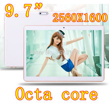 9.7 inch 8 core Octa Cores 2560X1600 DDR 4GB ram 32GB 8.0MP Camera 3G sim card Wcdma+GSM Tablet PC Tablets PCS Android4.4 7 8 9