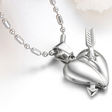 New Love Cupid arrow piercing a heart shaped pendant male style titanium steel necklace fashion jewelry