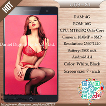 Exclusive custom MTk6592 5 Octao-core 4G RAM 16G ROM 18.0MP Android 4.5 smartphone 7-inch phone FHD 2650 * 1440 PK I6 plus NOTE4