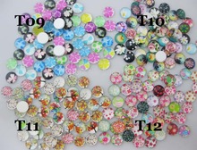 GB0002 Flat back Resin cabochons clear Dome Glass Button 12MM 100pcs 20 patterns Epoxy Resin sticker
