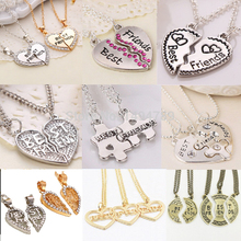 New Hot Heart Broken Style 2-Piece And 3 Parts Pendant Necklace Best Friend Forever Necklace Jewelry Gift For Girl