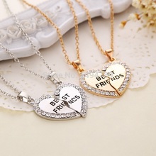 New Hot Heart Broken Style 2 Piece And 3 Parts Pendant Necklace Best Friend Forever Necklace