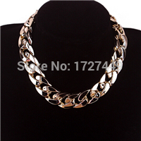 New Design Classic Style Women’s Fashion Link Chains Gold Plated Chunky Choker Charm Pendant Necklace TN0121