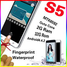 Waterproof i9600 mobile Phone MTK6592 S5 phone Octa Core S5 android phone Ram 2GB Rom 32GB fingerprint G900 5.1″ IPS 16MP