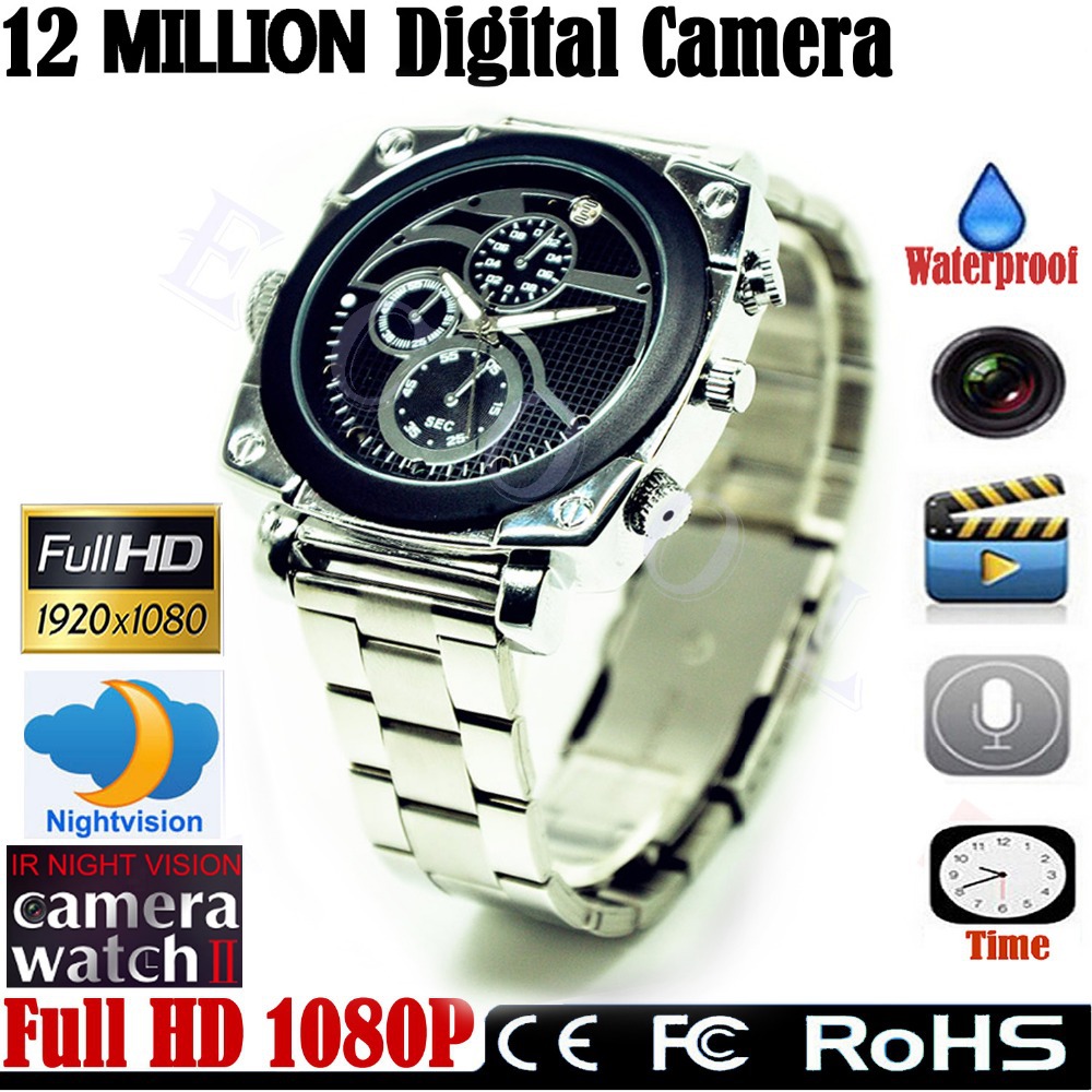Digital Camera 12 Million Full HD 1920 1080P IR Night Vision LED Light Sp WristWatch Mini