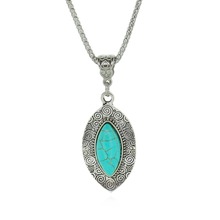 Inlayed Oval Turquoise Necklaces Present for Women Dangle Pendants Necklace