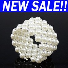Lovely bridal wedding white imitation Pearl  Bracelets Bangles with white rhinestones New arrival designer jewelry brt-e76