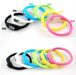 Sakura's Store Free shippping 12 colors Fashion Sport Watch 1 ATM Silicone ODM Anion Ion Silicone Bracelet LED Watches 10g(China (Mainland))