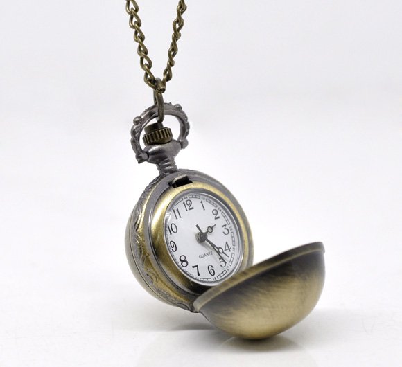 Bronze Tone Necklace Quartz Pocket Watch 84cm (33-1/8")(B13648x20)(China (Mainland))