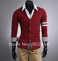 Free Shipping Men's Sweater Cardigans Knitwear V-neck Slim Casual Sweater D02