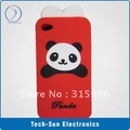 Wholesale- 10pcs/lot new design Lovelly Panda silicone case for iphone 4, soft case for iphone 4,Free shipping